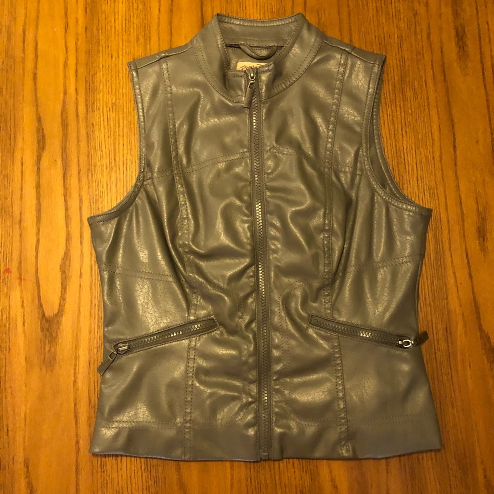 Gray leather vest